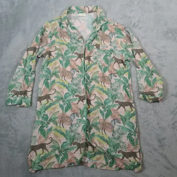 NWOT World Market Exotic Pajamas Womens Size L/XL Jungle Print Nightshirt ebr - Picture 2 of 11